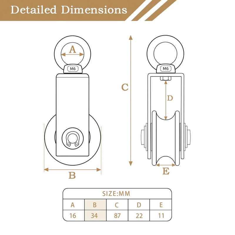 KCNOFNC Cable Pulley Wheel for Rope with Ball Bearings, Smooth No Noise, 360° Swivel Small Wire Pulley for Pulley System Lifting, DIY Home Gym, Winch, 1 Pack - Image 3